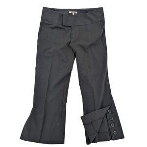 Alvin Valley Black Cropped Flare Pants Womens 36 Side‎ Slit Career Y2K USA